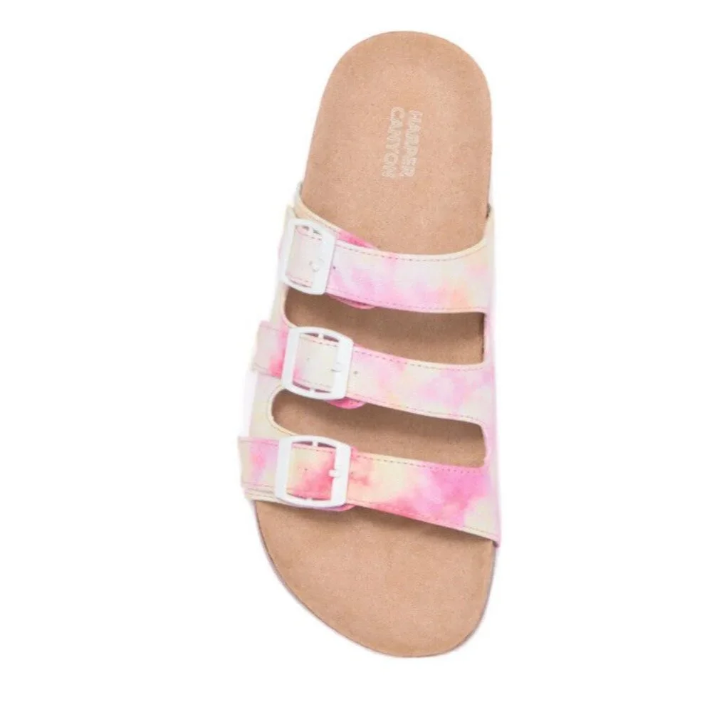 Harper Canyon Kids Girls Haven Footbed Sandals In Tie Die Size 3